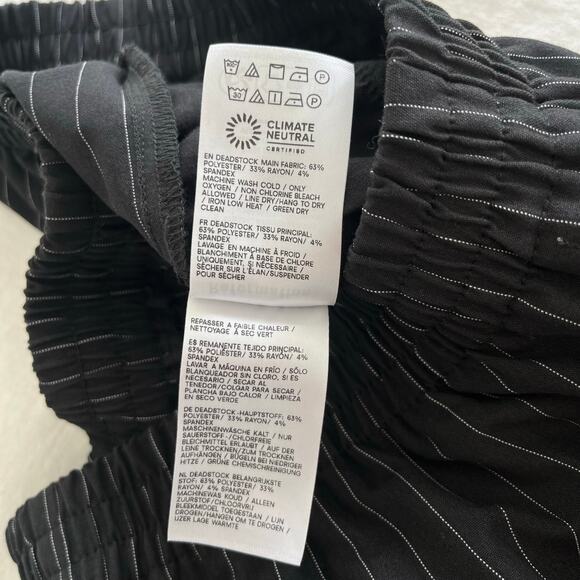 Reformation Black and White Pinstripe Tully Wide Leg Pull On Pant, Size XL - Picture 12 of 16